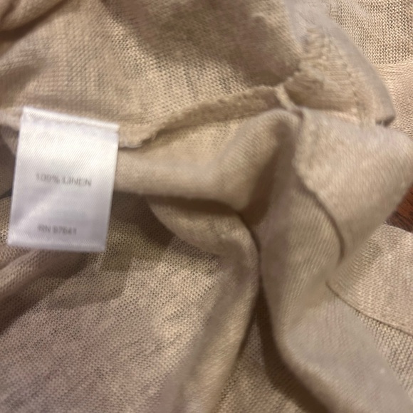 J Jill 100% linen Beige Open Front neutral Cardigan/ pockets XS coastal grandma - Picture 3 of 4